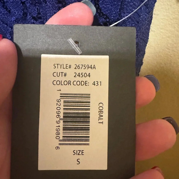 Marina Women’s Blue Sequin Lace Cocktail Dress Short Sleeve Sz S - Picture 6 of 13